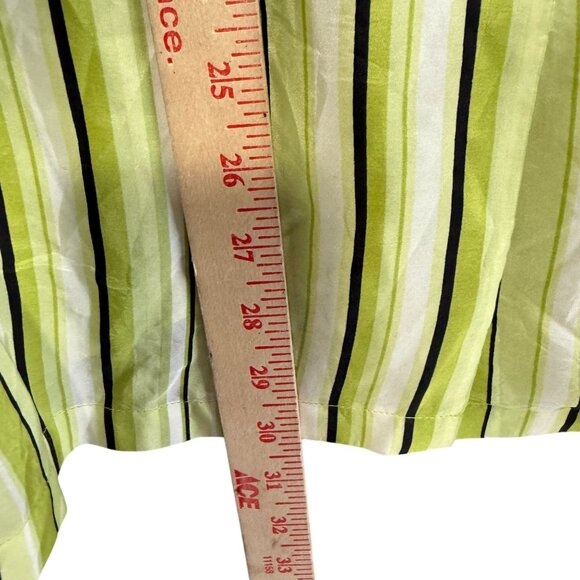 Chaus & Co. 100% Silk Striped Button Front Shirt Top Womens 22W Green White - Picture 3 of 5